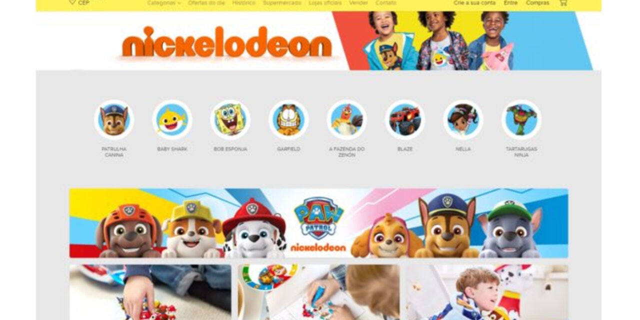 Nickelodeon-branded store on Latin America e-commerce site