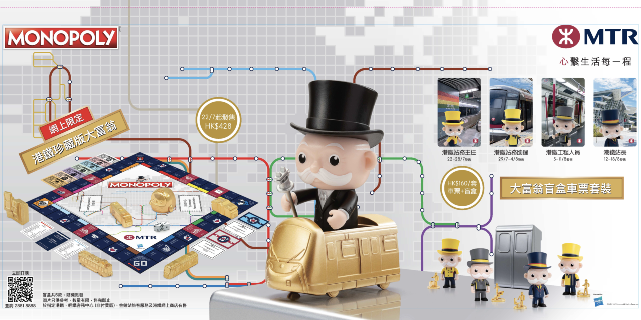 LMG & Maxx Marketing Develop Monopoly board game developed into a special Mass Transit Railway Corporation (MTR) Limited Edition